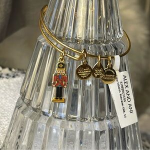 Alex and Ani | #1 Nutcracker Christmas Charm In Shiny Gold Tone Bangle